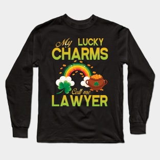 Saint Patrick Gold Shamrocks My Lucky Charms Call Me Lawyer Long Sleeve T-Shirt